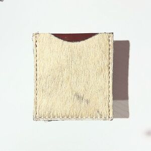 Stick On Card Wallet for Phone or Boots Speckled Cowhide cream off white